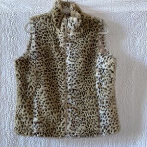 Coldwater Creek Faux Fur Animal Print Vest